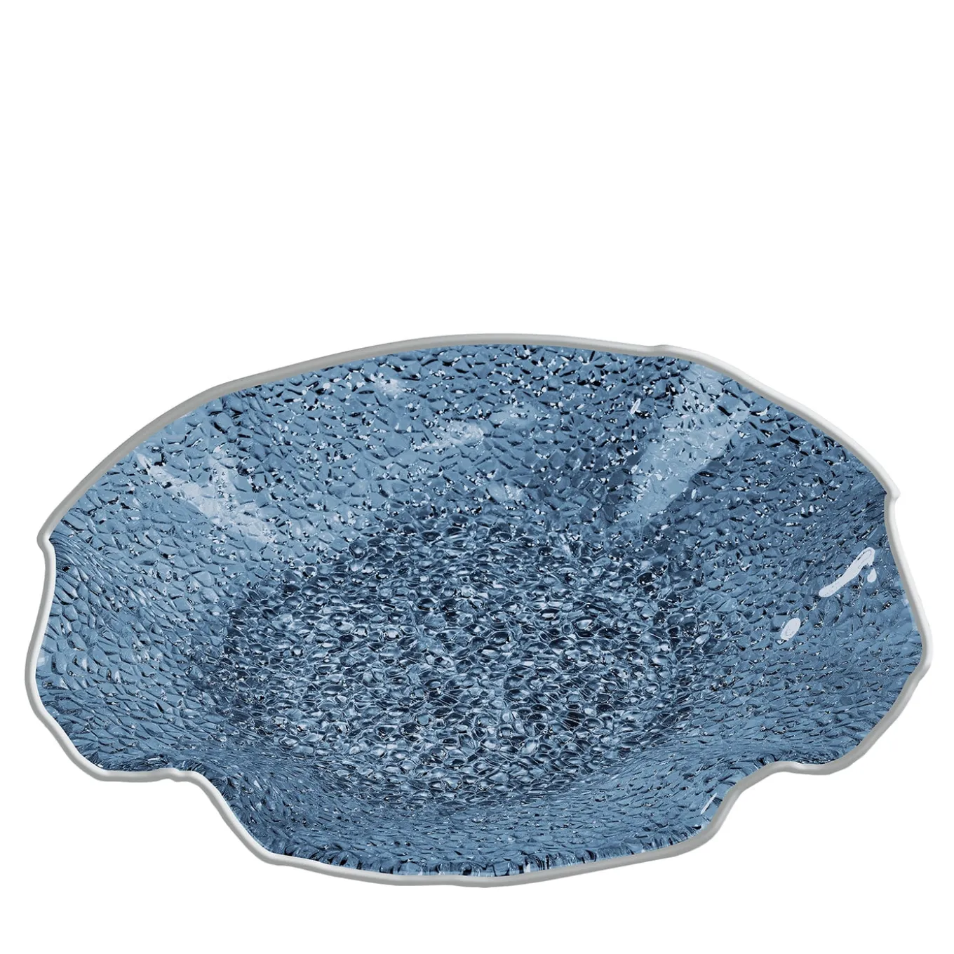 Centrotavola Grande in Vetro Blu a Scallop Lirica