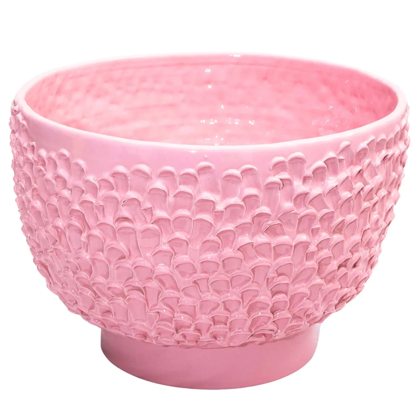 Centrotavola in Ceramica Onda Rosa Cipria Lucido