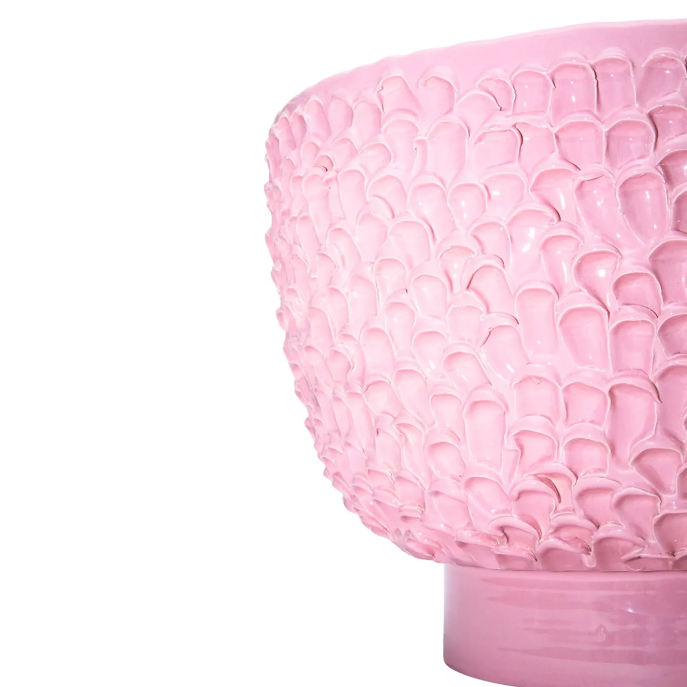 Centrotavola in Ceramica Onda Rosa Cipria Lucido