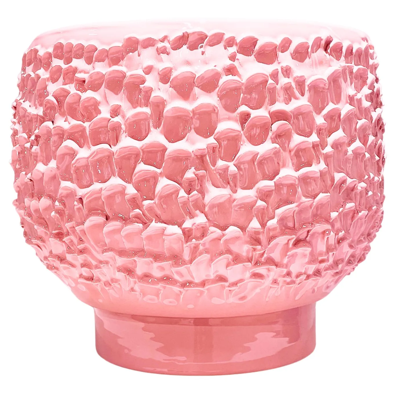 Centrotavola in Ceramica Onda Rosa Cipria Lucido