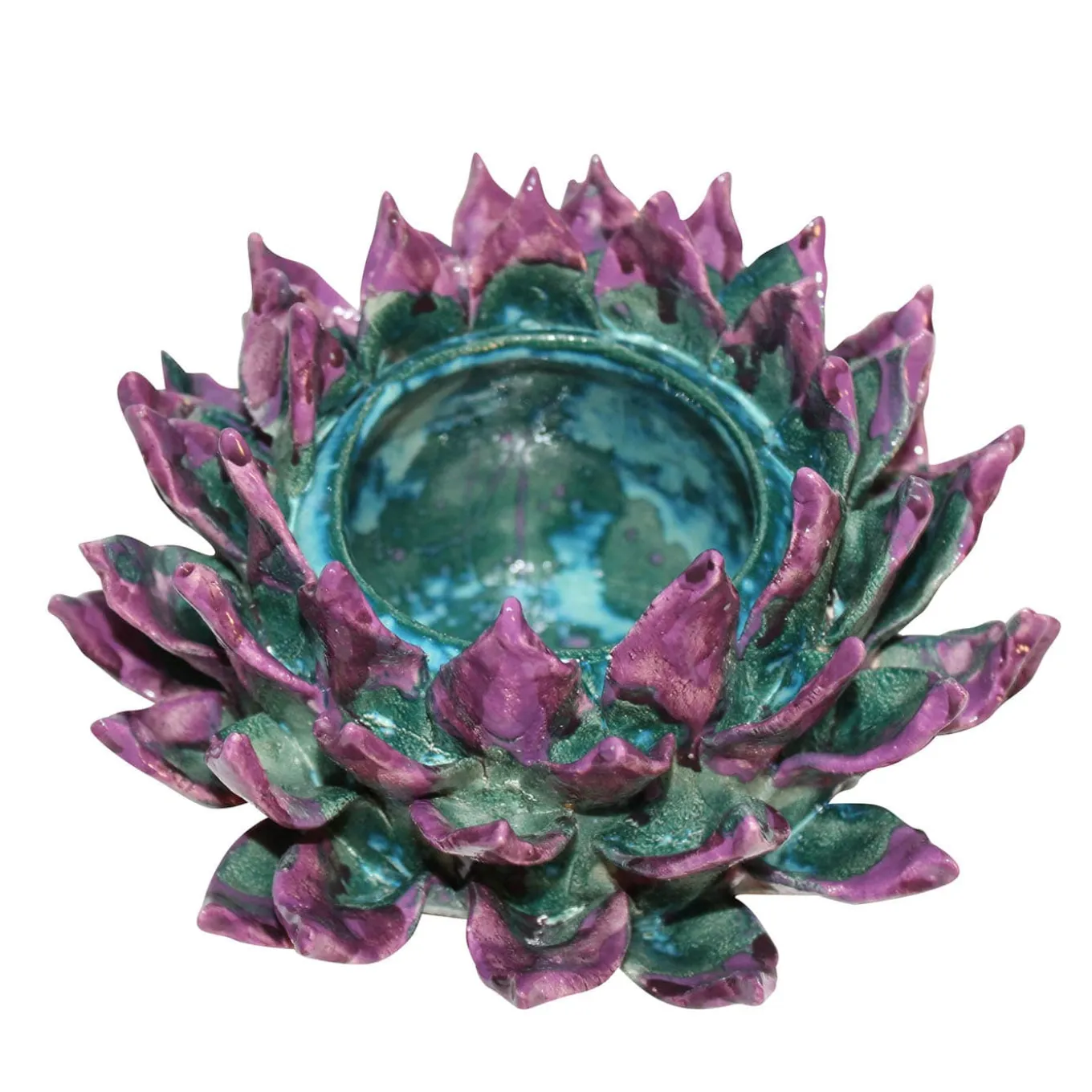 Centrotavola in ceramica viola e blu Ninfea