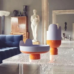 Centrotavola in Ceramica Lilla e Arancione Petali di Luca Binaglia