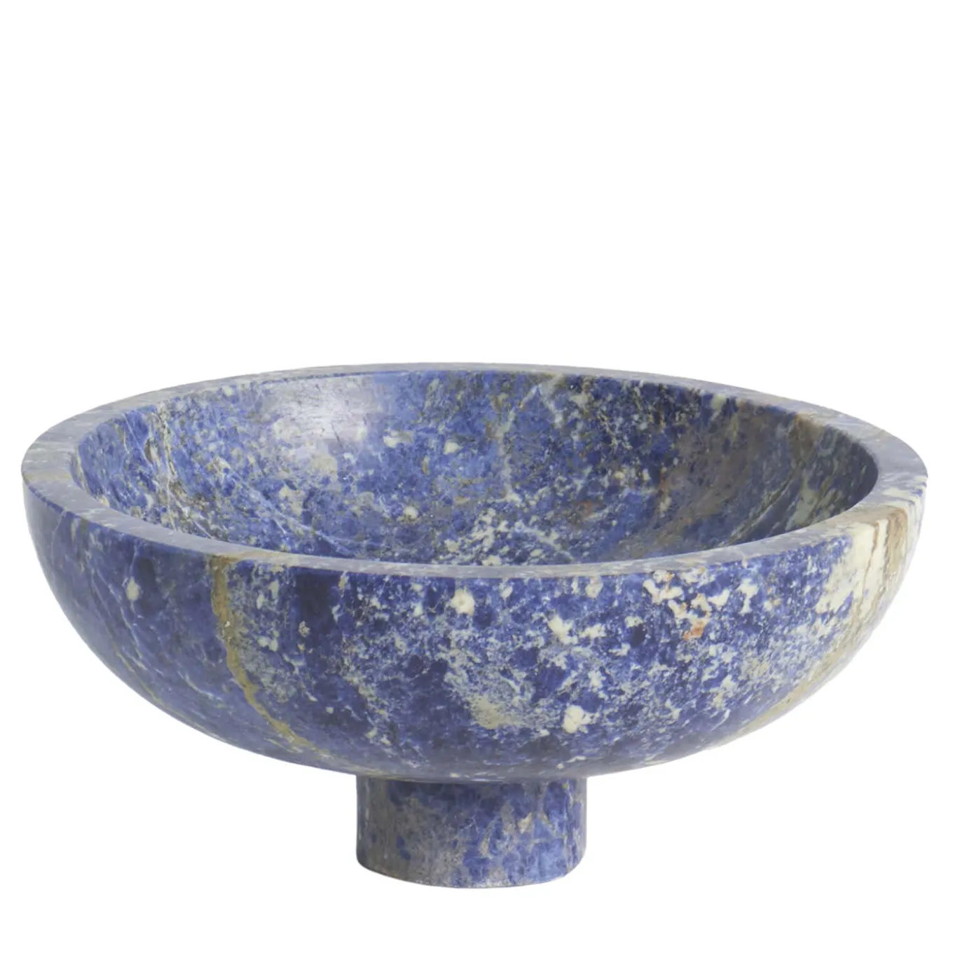 Centrotavola Inside Out in sodalite blu di Karen Chekerdjian