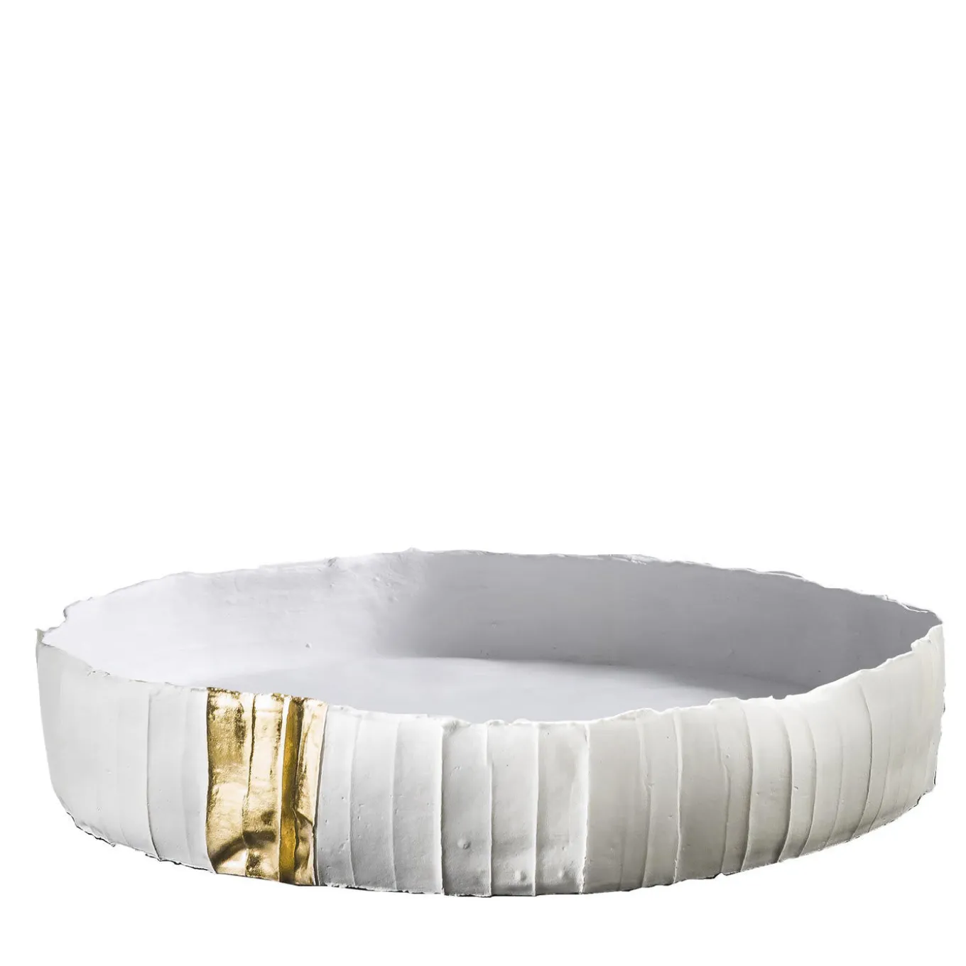 Centrotavola Ninfea low Bianco con inserto dorato