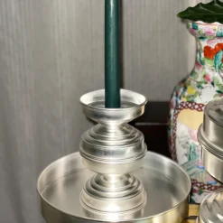 Centrotavola scultoreo in ottone placcato argento