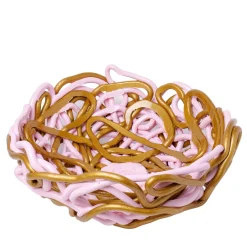 Centrotavola Tutti Frutti II Special Basket Rosa e Oro Grande di Gaetano Pesce