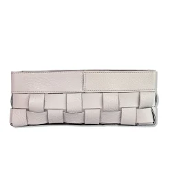 Cesta piccola Bottega in pelle grigio chiaro luna