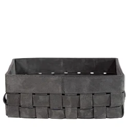 Cesta piccola Bottega in pelle grigio scuro