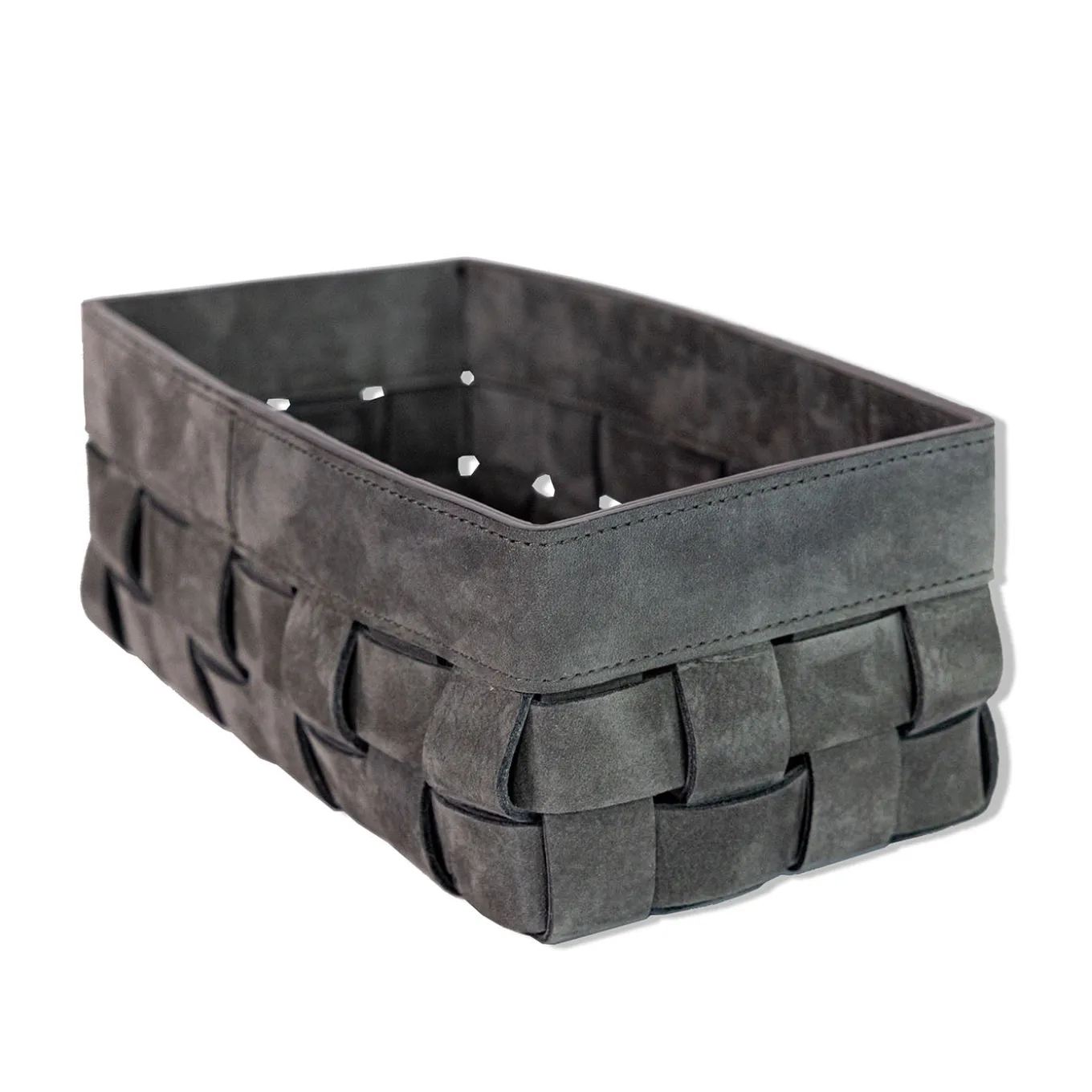 Cesta piccola Bottega in pelle grigio scuro