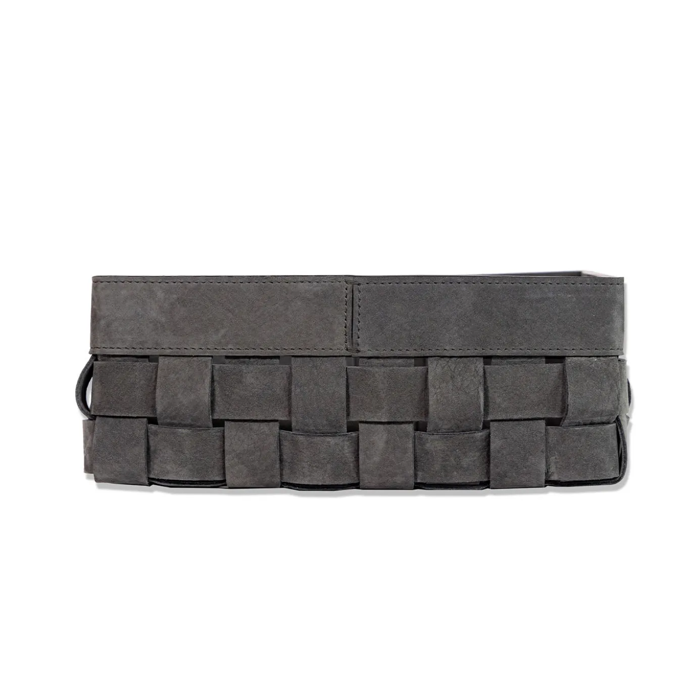 Cesta piccola Bottega in pelle grigio scuro