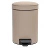 Cestino a pedale in pelle beige