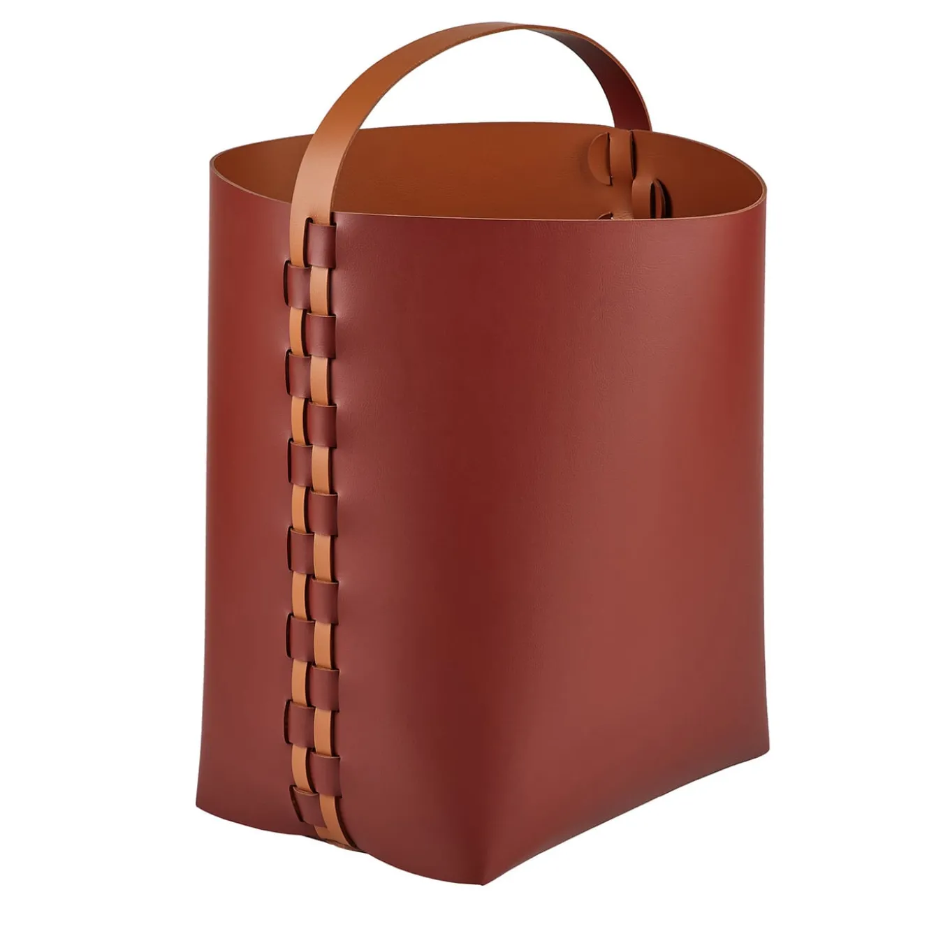 Cestino Helena in pelle Bordeaux e Cognac