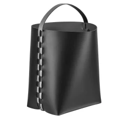 Cestino Helena in pelle Nero e Grigio