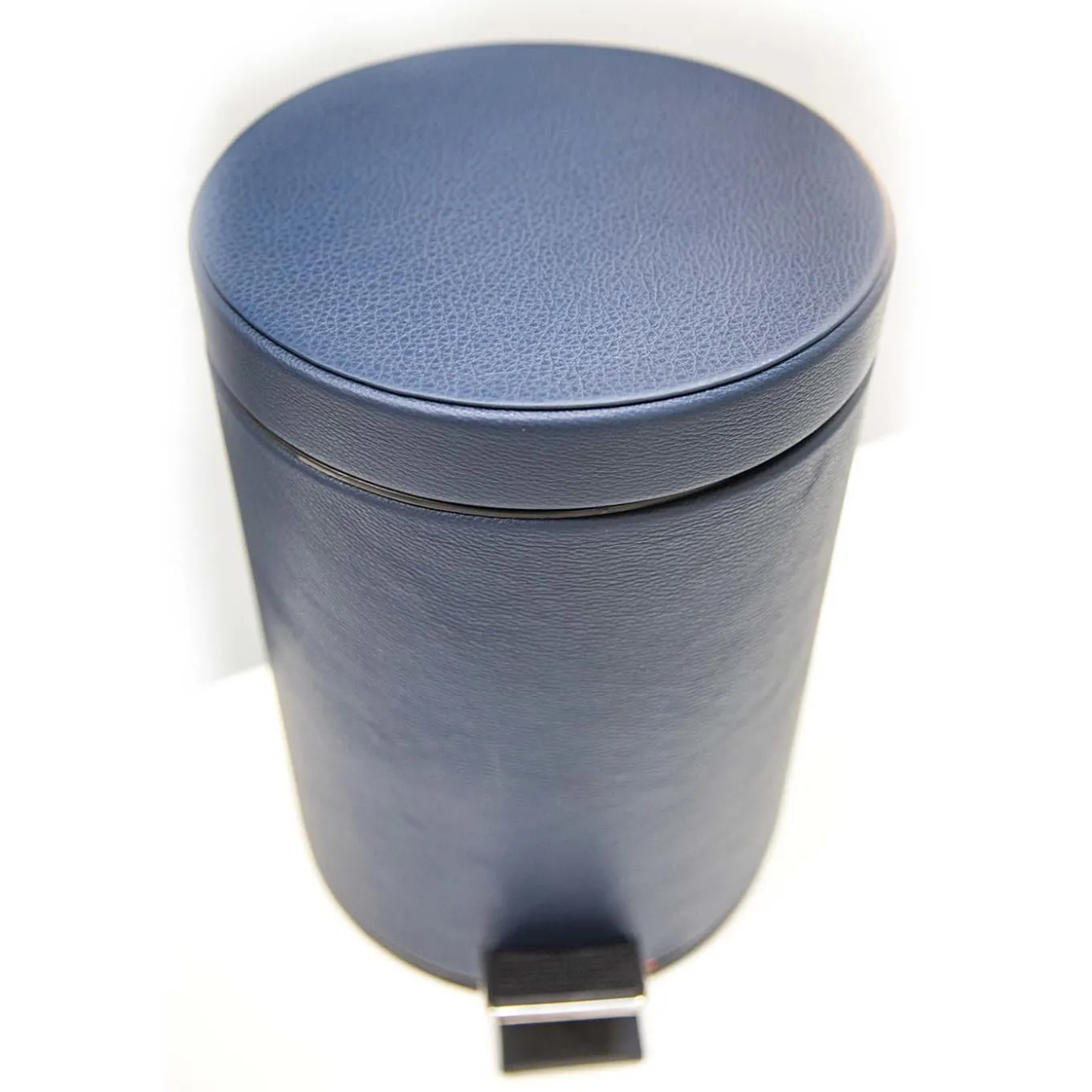 Cestino in pelle con coperchio in blu