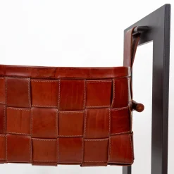 Cestino in pelle con supporto Marrone scuro