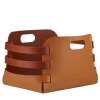 Cestino in pelle Riga Cognac e Bordeaux