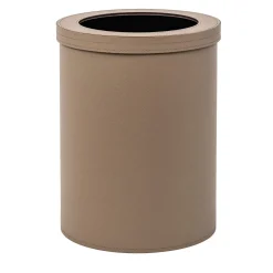 Cestino per la carta in pelle Taupe Malaga con coperchio