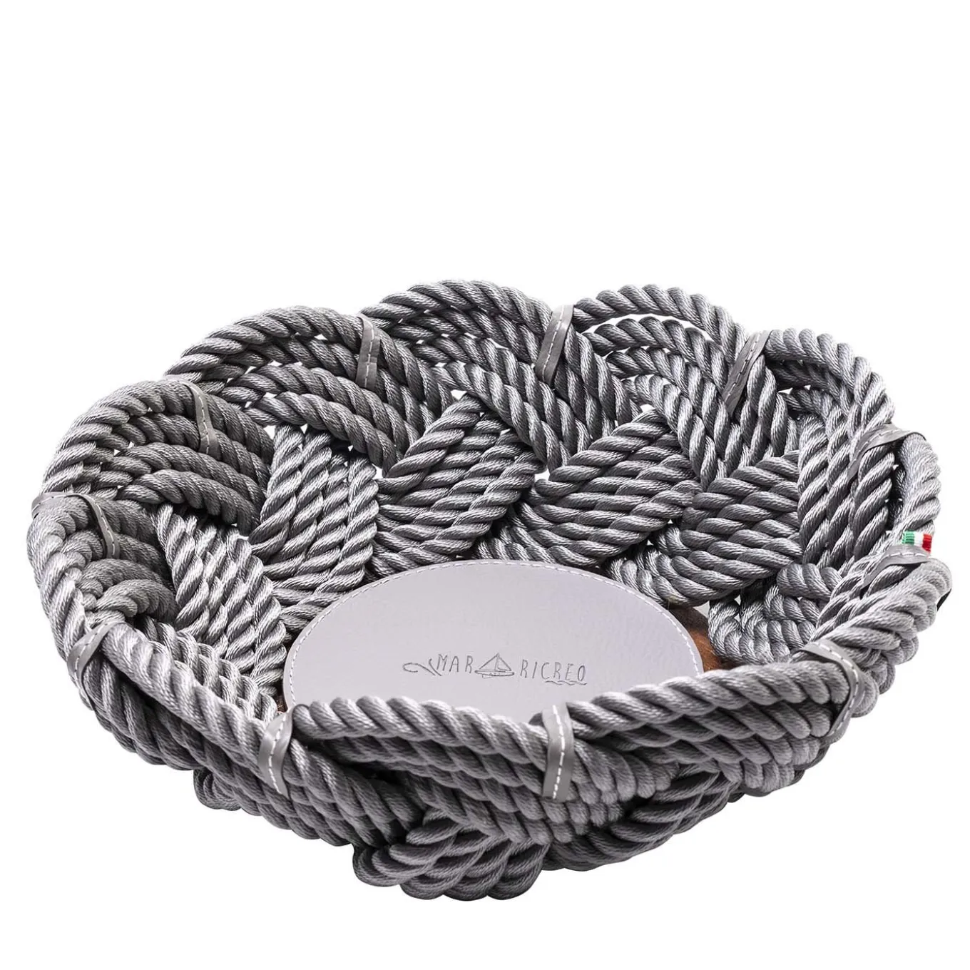 Cesto rotondo di corda grigio grande