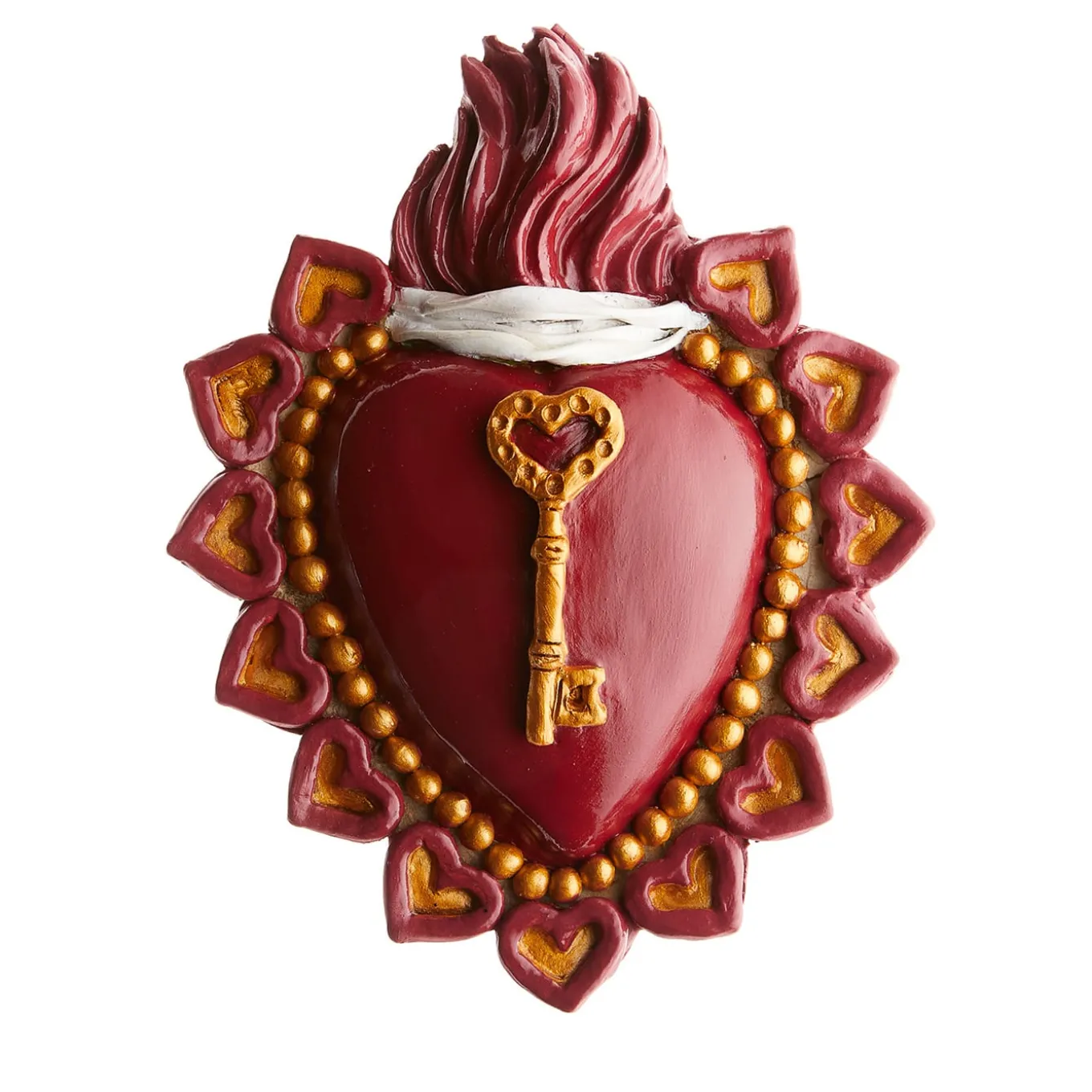 CHIAVE AMORE TROVATO CUORE IN CERAMICA ROSSA E ORO