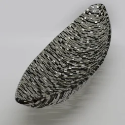 Ciotola centrotavola in vetro di Murano bianco e nero Gondola Sunshine
