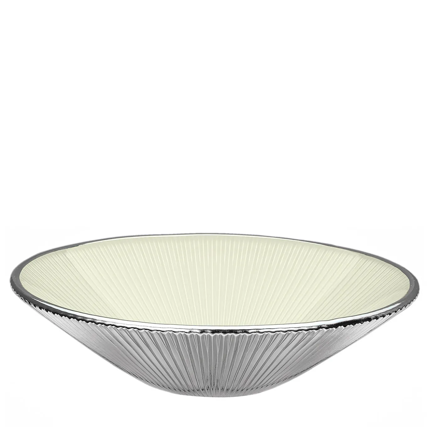 Ciotola Decorativa Grande in Vetro Argento e Bianco Lirica