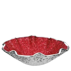 Ciotola Decorativa in Vetro Rosso a Scallop Lirica