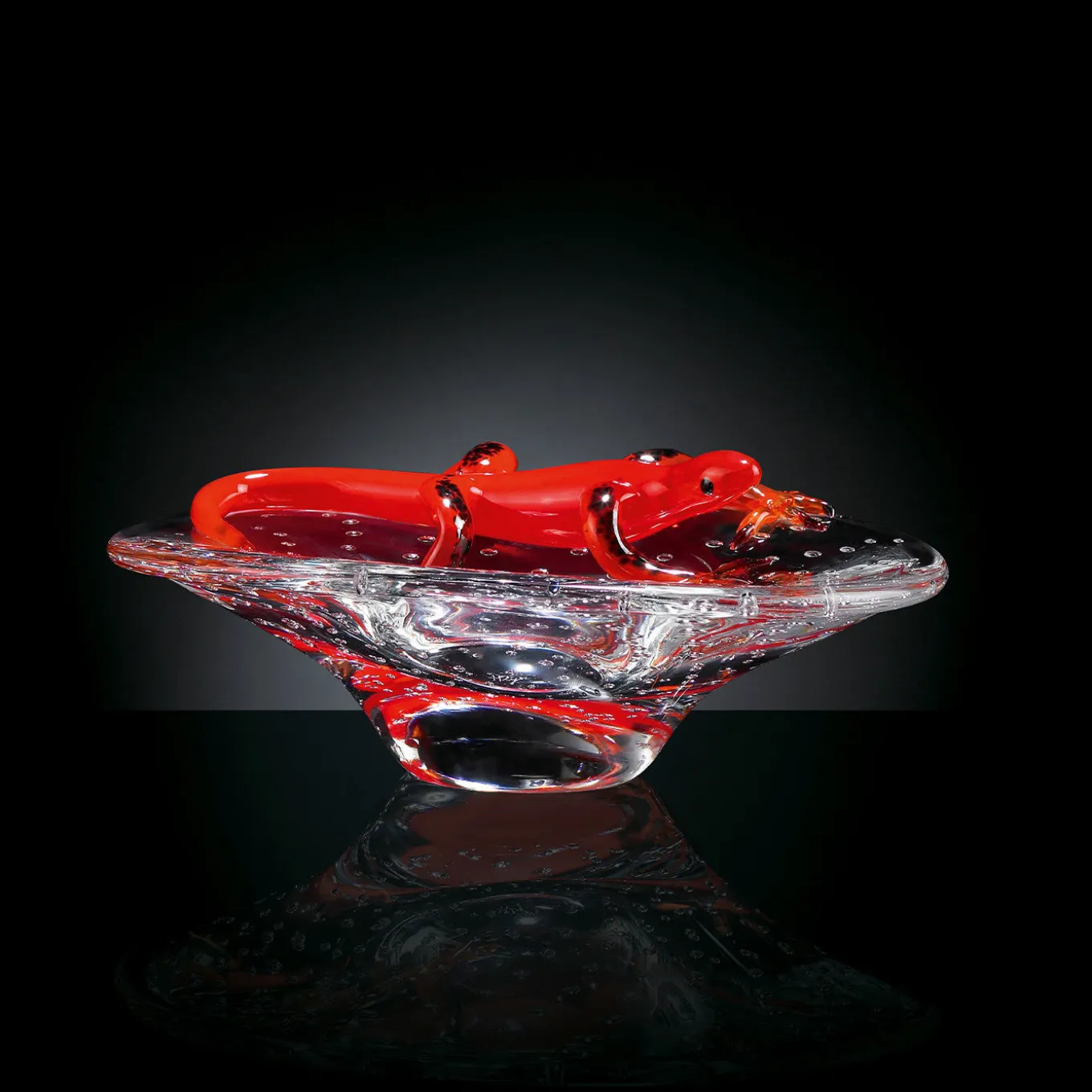 Ciotola rotonda con geco rosso
