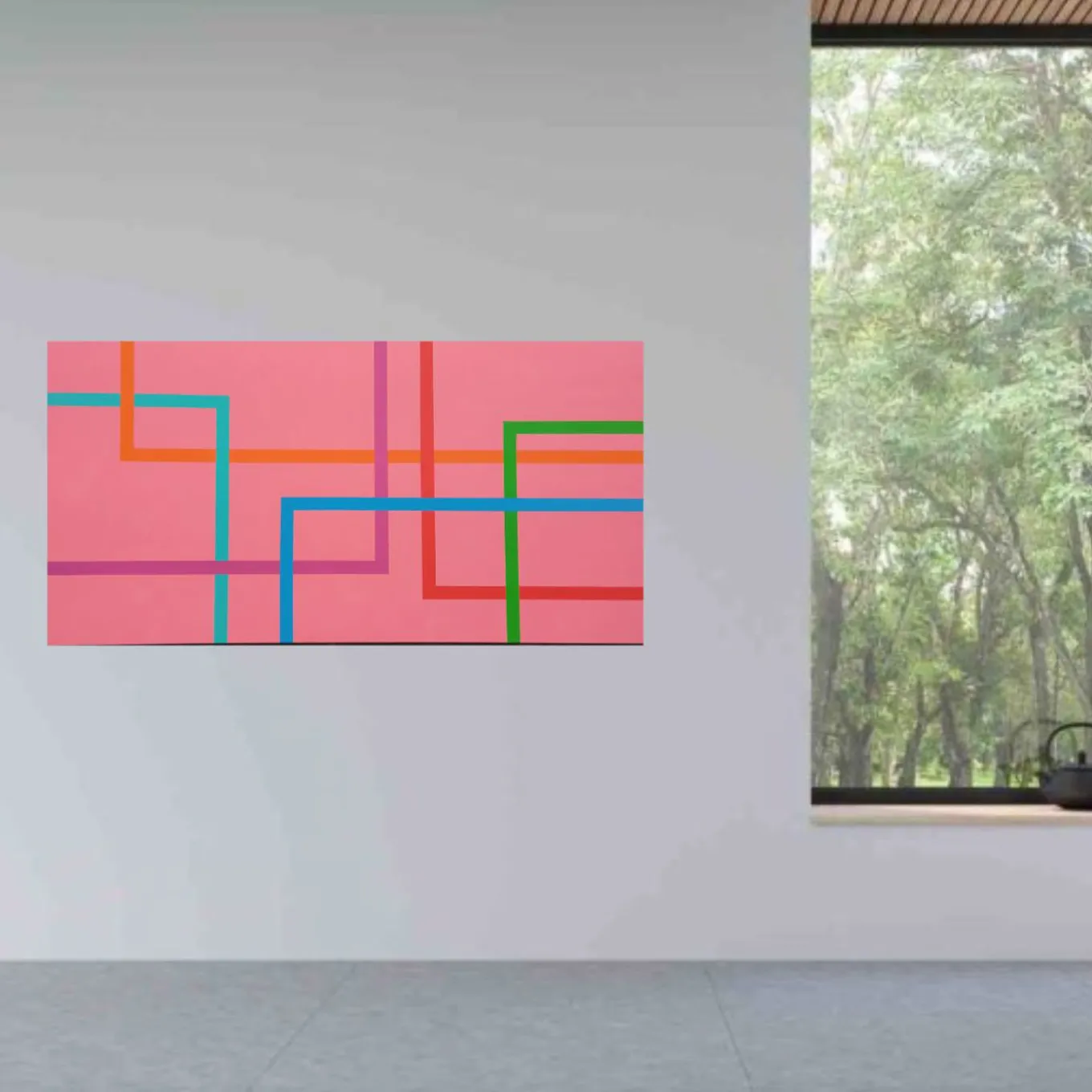 Color Spaces In Fondo è Rosa Pittura acrilica su tela