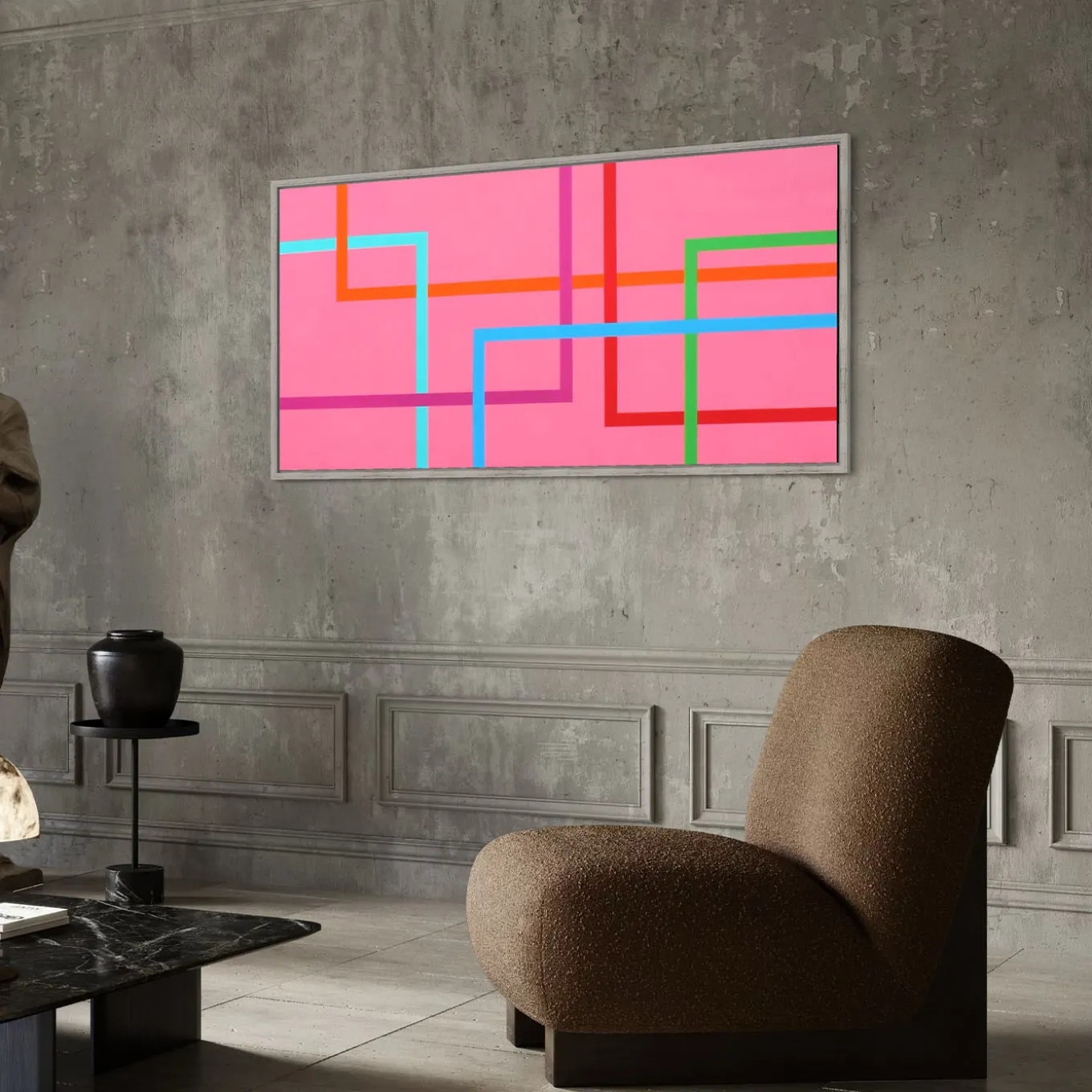 Color Spaces In Fondo è Rosa Pittura acrilica su tela