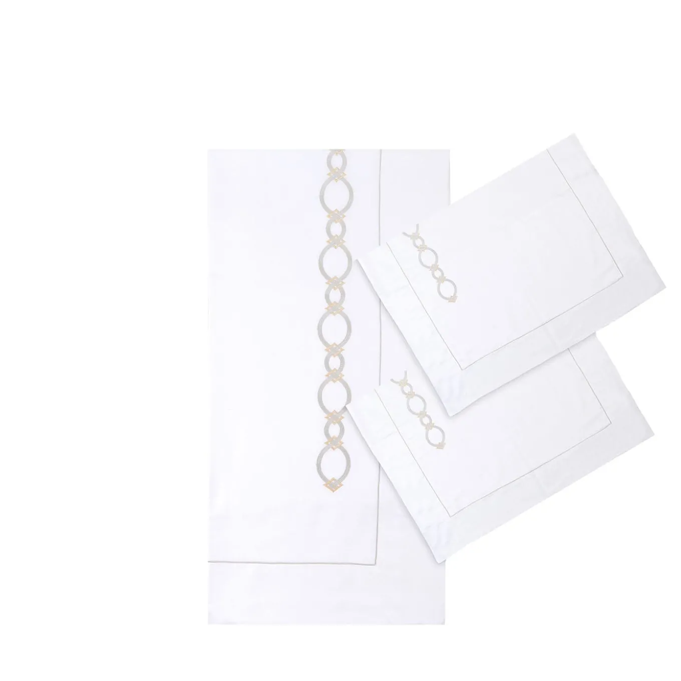 Completo Letto Bluemoon in Raso di Cotone Ricamato Bianco