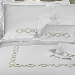 Completo Letto Bluemoon in Raso di Cotone Ricamato Bianco