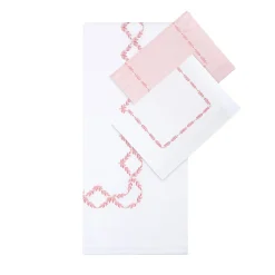 Completo Letto Smeraldo Bianco e Rosa in Raso di Cotone