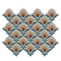 Composizione di Piastrelle in Ceramica Multicolore Karma con Motivo Floreale
