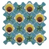 Composizione di Piastrelle in Ceramica Celeste Azzurro Chiaro con Motivo Floreale