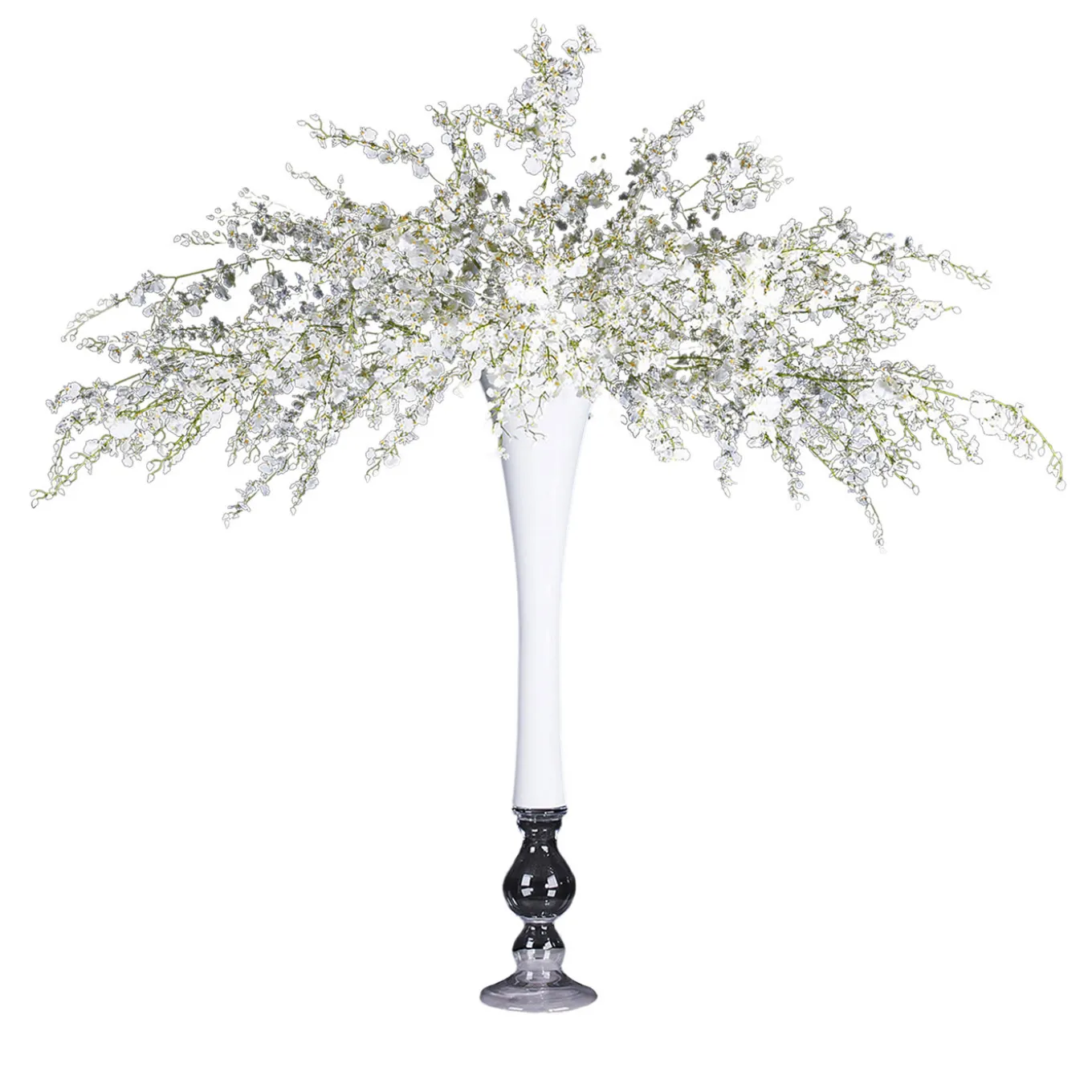 Composizione floreale bianca Sayonara con vaso bianco