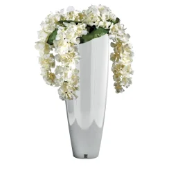 Composizione floreale finta Oslo con vaso bianco