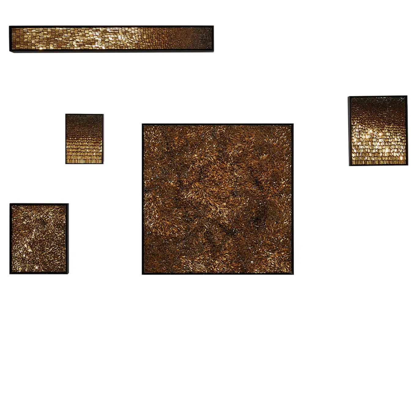 Composizone N1 Set Di 5 Pannelli Decorativi In Vetro Oro