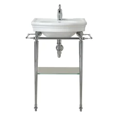 Consolle Jolie in ceramica bianca e finitura cromata