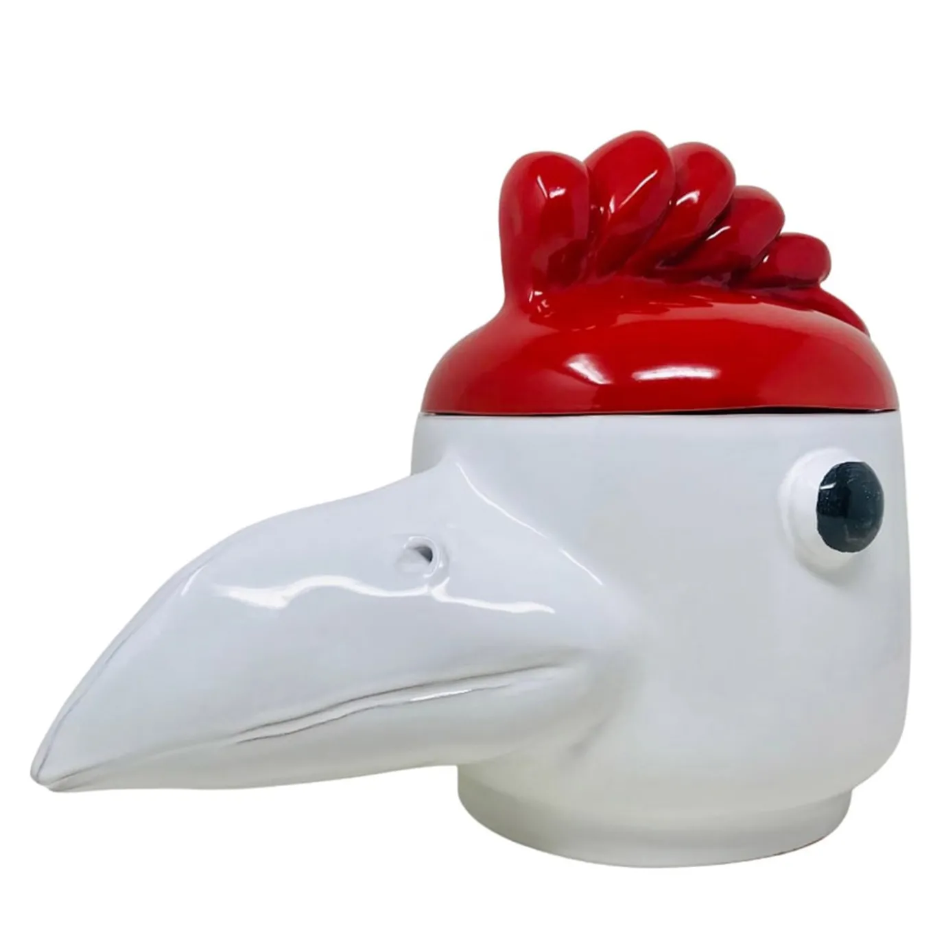 Contenitore grande uccello rosso e bianco con coperchio