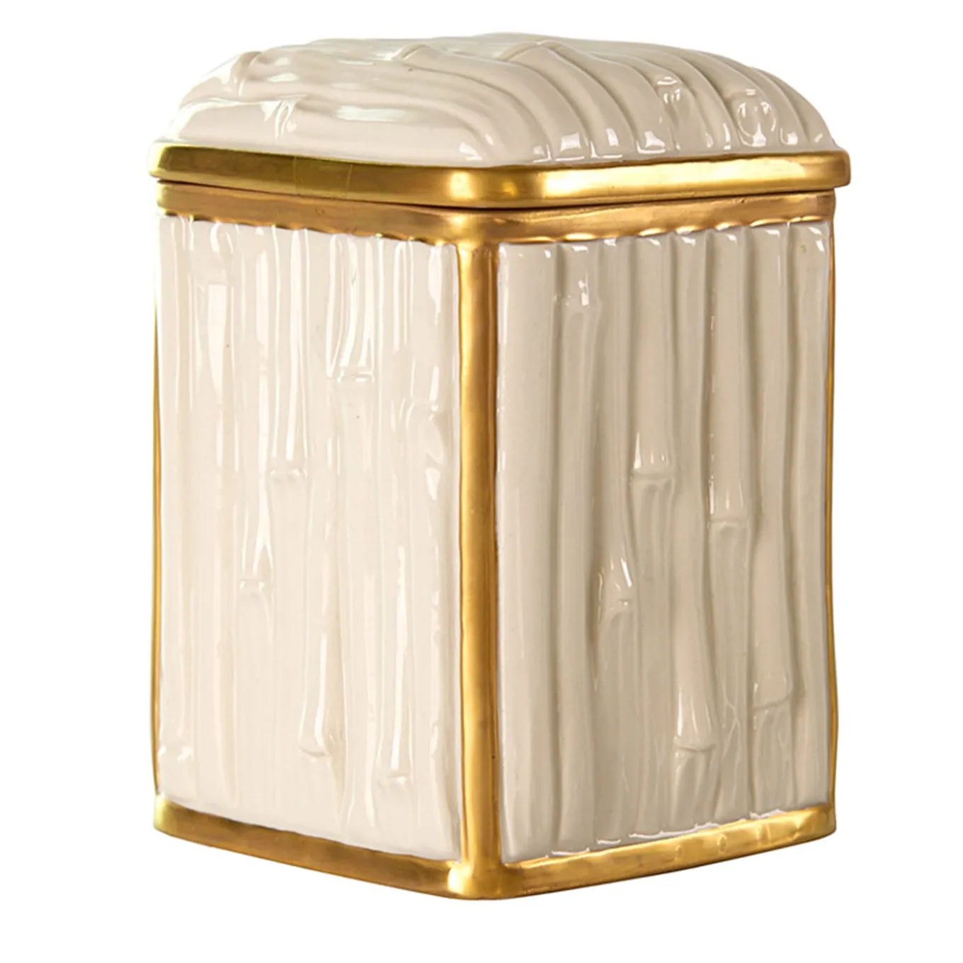 CONTENITORE IN BAMBÙ - BIANCO E ORO