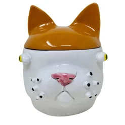 Contenitore piccolo gatto arancione e bianco
