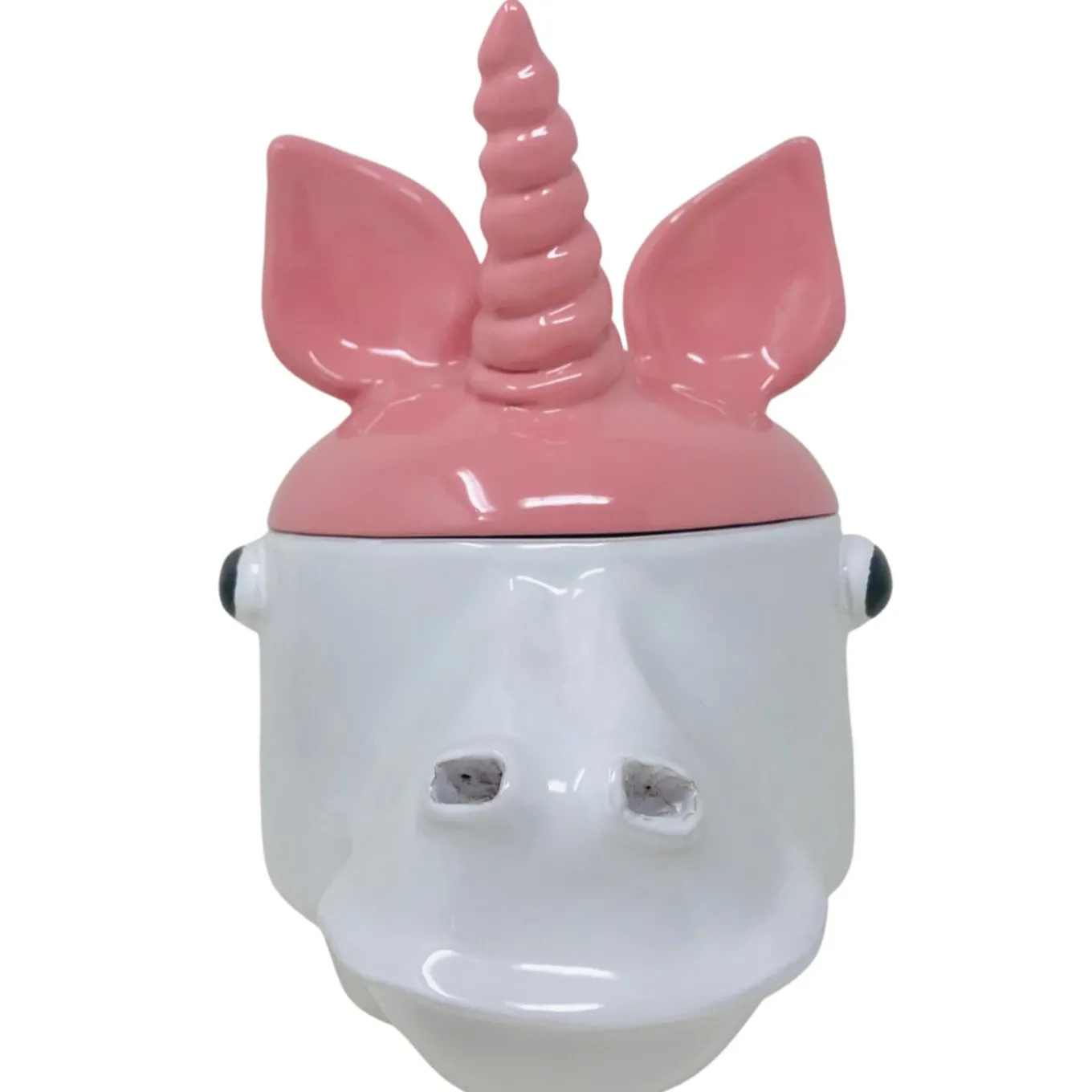 Contenitore piccolo unicorno rosa e bianco con coperchio