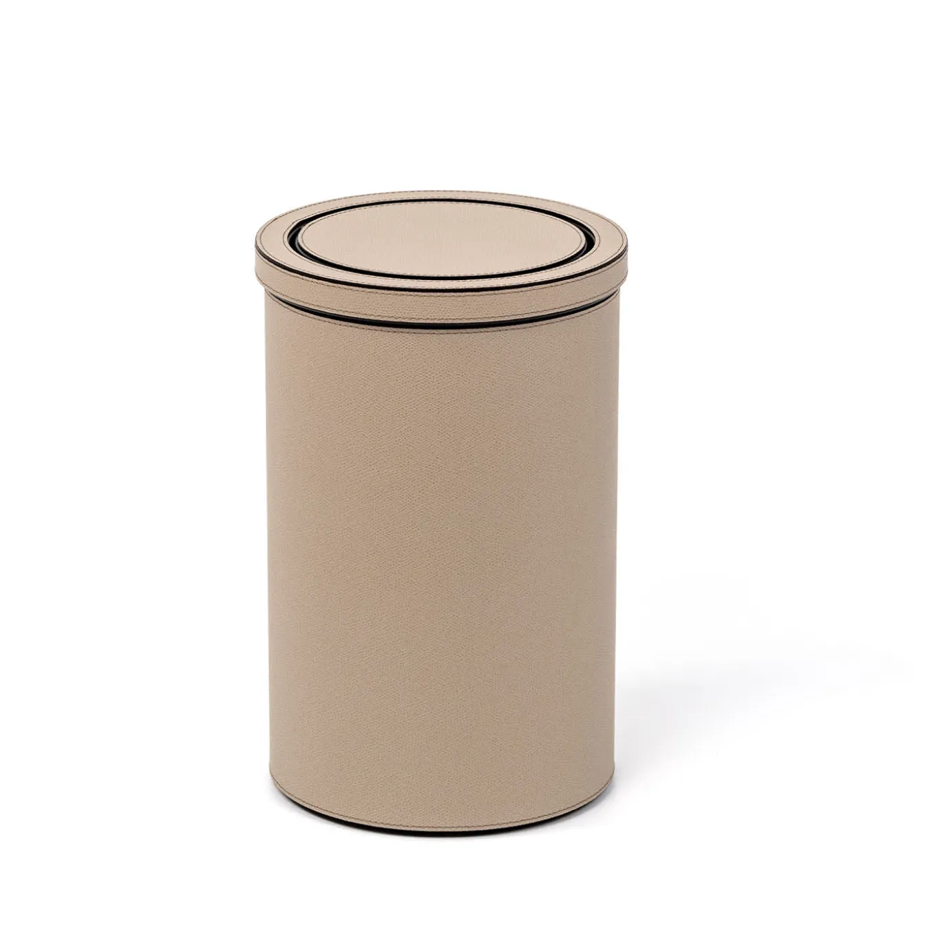 Coperchio basculante in pelle beige Bid
