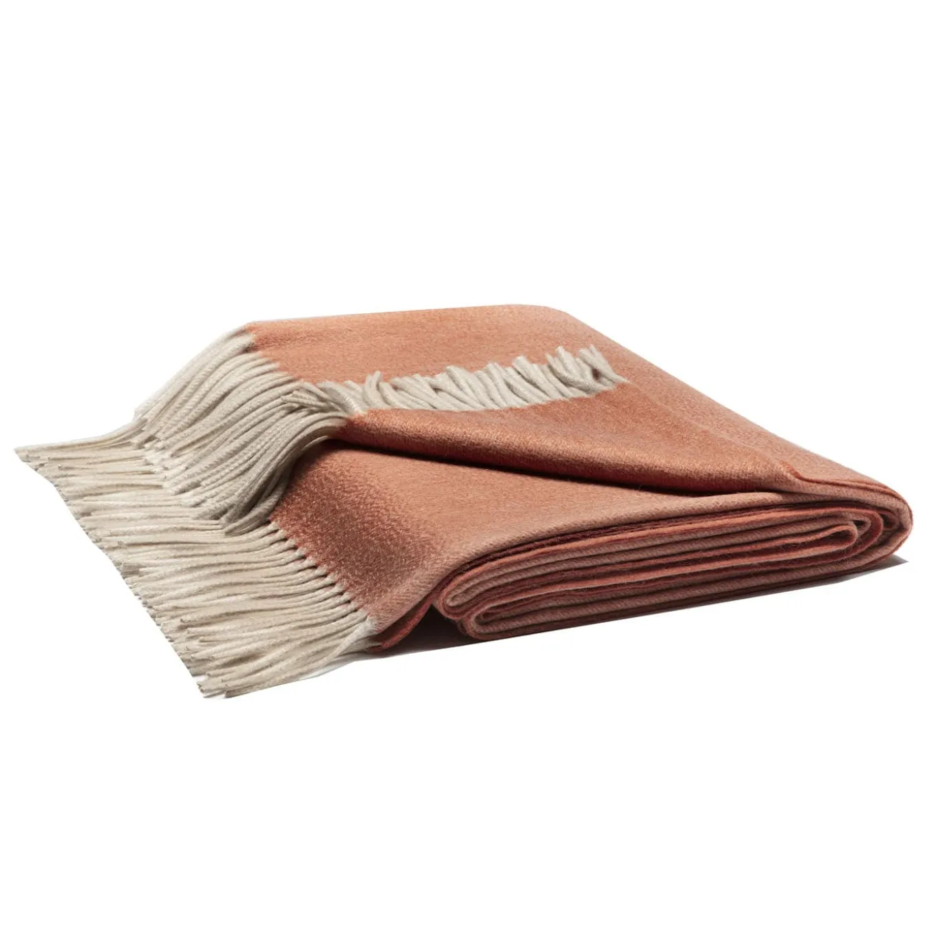 Coperta arancione con frange Zibelline 100% cashmere