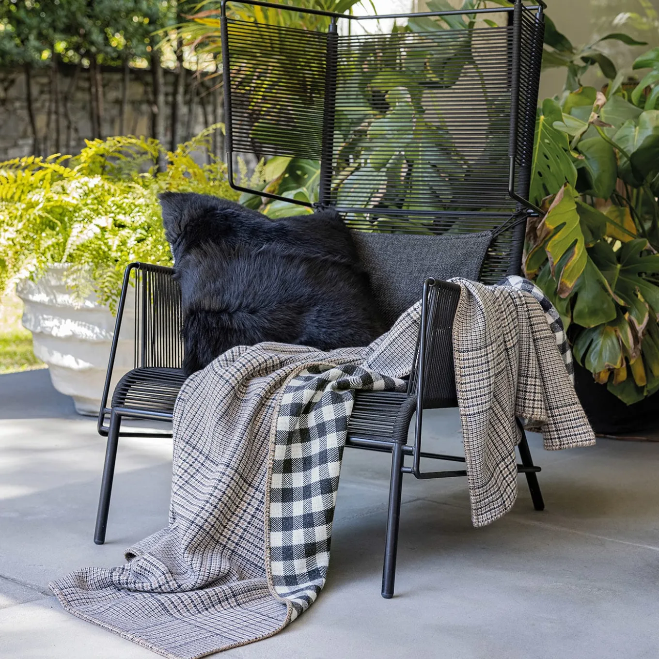 Coperta Babette double-face a quadri piccoli