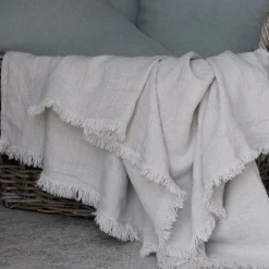 Coperta Canvas in lino beige
