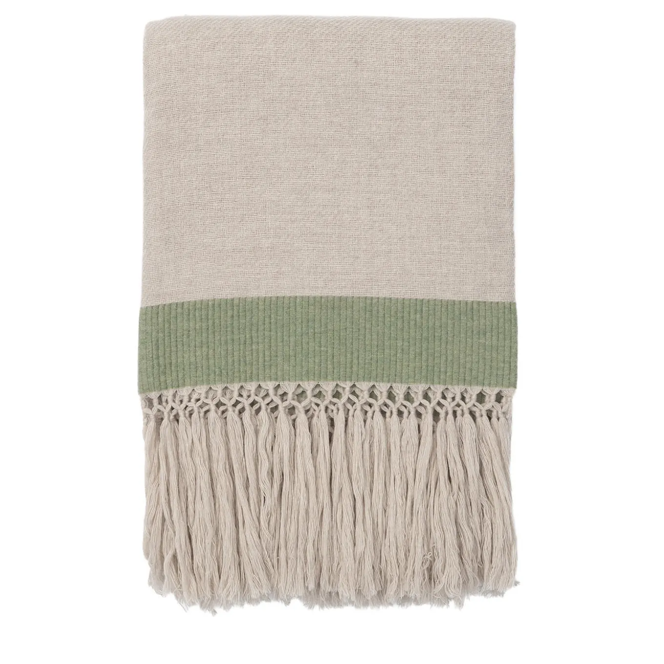 Coperta con frange a banda verde