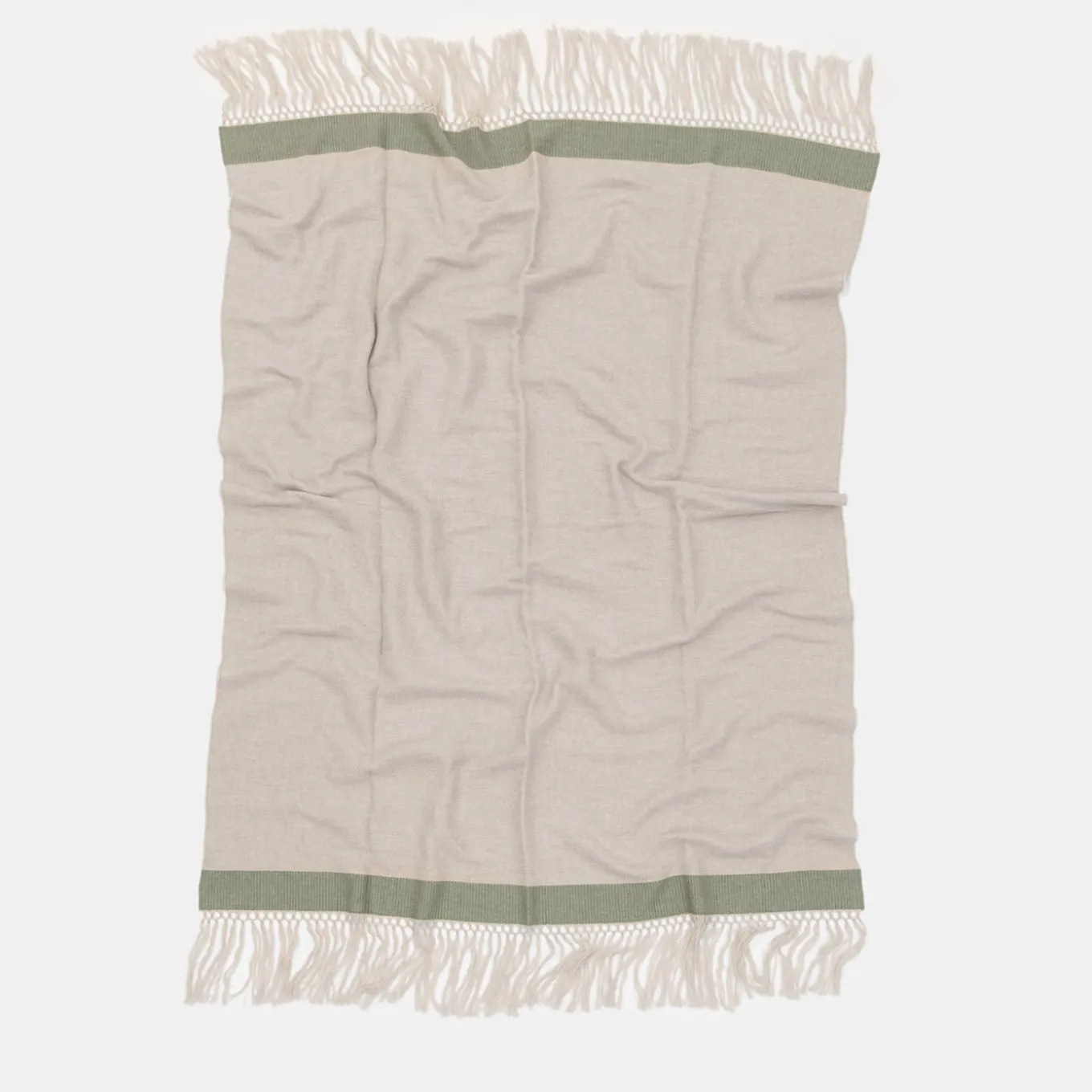 Coperta con frange a banda verde