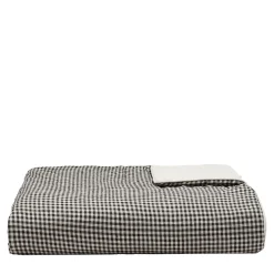Coperta di lino a quadretti bianchi e neri con profili
