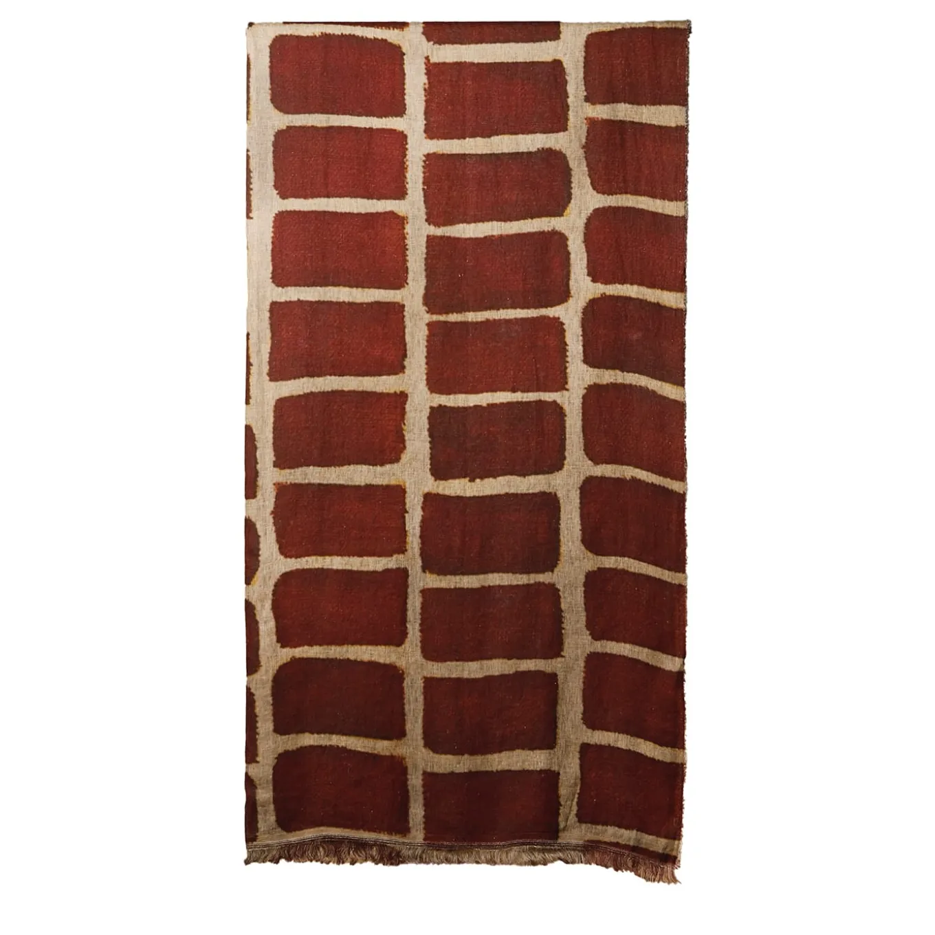Coperta di lino di Scilla con motivo mattone-rosso e sabbia